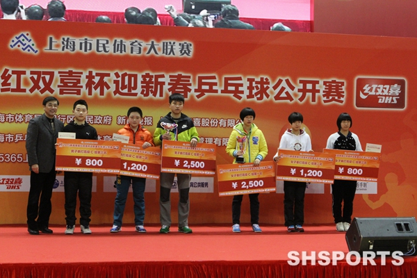 市乒乓球协会主席陈一平为获奖选手颁奖